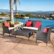 Malta Outdoor 4-piece Wicker Chat Set with Cushions by Christopher Knight Home - Thumbnail 0