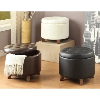 Leather Ottoman with Storage Space
