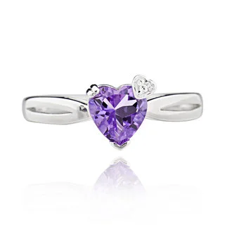 Sterling Silver Heart Amethyst Ring (China)