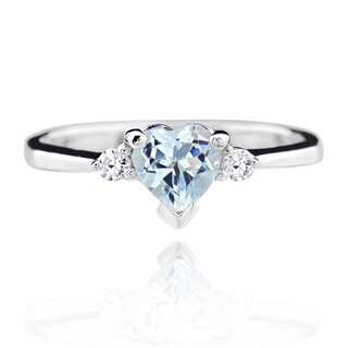 Women's Sterling Silver Blue Heart Topaz Ring (China)