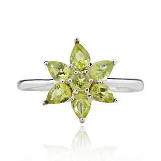 Sterling Silver Pear Peridot Ring (China)