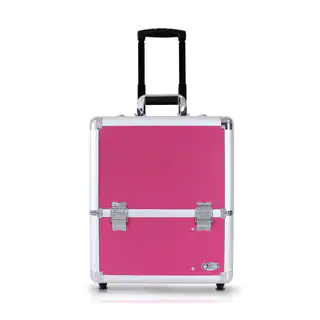 Jacki Design Pink Aluminum 17-inch Rolling Carry-on Makeup Suitcase