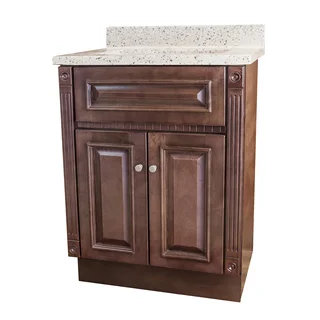 Cherry Stained Vanity and Rocky Trail Cultured Marble Top