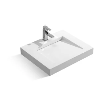 23-5/8-Inch Stone Resin Solid Surface Rectangular Shape Bathroom Vessel Sink