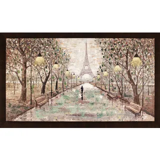 Walk To Eiffel Tower 35.5X59.5'' Framed Oil Wall Art