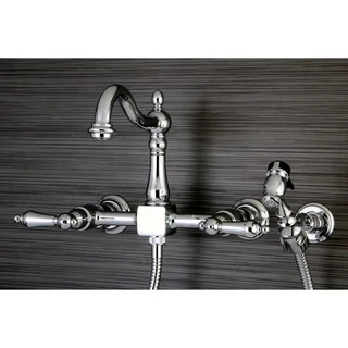 Victorian Wallmount Chrome Kitchen Faucet with Side Sprayer