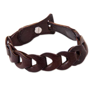 Handcrafted Leather 'Infinity in Brown' Bracelet (Indonesia)