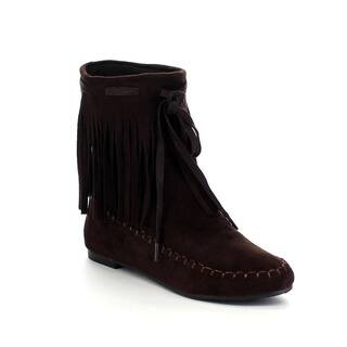 BOLARO BC5052 Women's Fashion Fringe Trim Moccasin Style Mid Calf Boots