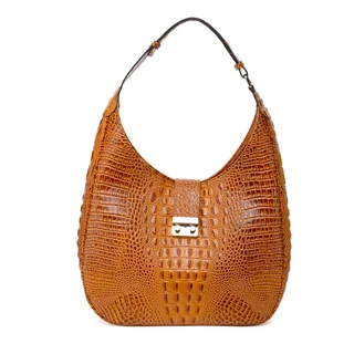 Vicenzo Leather Caroline Croc Embossed Leather Hobo Handbag