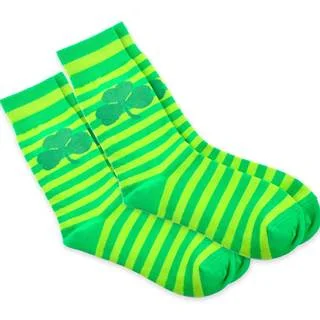 TeeHee Shamrock Stripe St. Patricks Day Cotton Crew Socks (10-13)