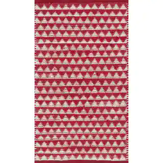 Hand-woven Dakota Red Cotton Rug (2'0 x 5'0)