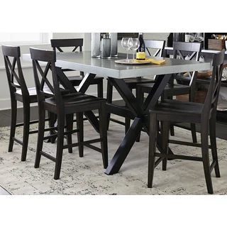Keaton Charcoal and Zinc Top Trestle Gathering Table