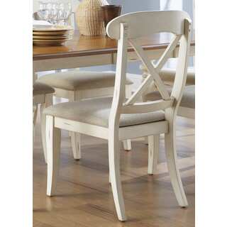 Ocean Isle Bisque & Natural Pine X Back Side Chair
