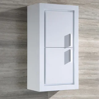Fresca Allier White Bathroom Linen Side Cabinet with 2 Doors
