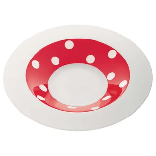 Red Vanilla 9.5-inch Freshness Dots Red Rim Soup Bowl (Set of 6)