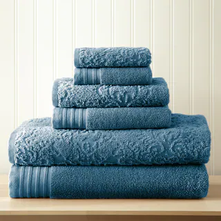 6-Piece Jacquard/Solid Boho Towel Set