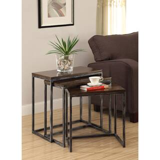 Somette Brown Cherry 3-Tier Nesting Accent Tables (Set of 3)