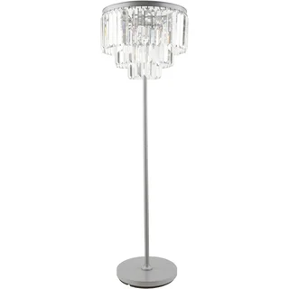 Contemporary Crewe Floor Lamp with Brushed Silver Finish Iron Base