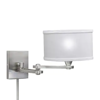 Transitional 1-light Chrome Swing Arm Pin-up Plug-in Wall Lamp