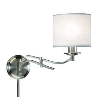 Transitional 1-light Brushed Nickel Swing Arm Pin-up Plug-in Wall Lamp