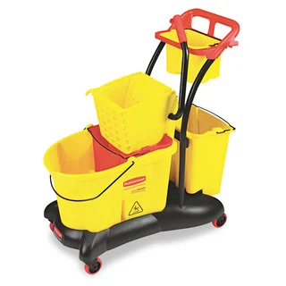 Rubbermaid Commercial WaveBrake 35 Quart Yellow Mopping Trolley Side Press