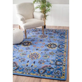 nuLOOM Handmade Overdyed Persian Wool Blue Rug (7'6 x 9'6)