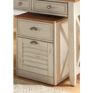 Ocean Isle Bisque and Natural Pine File Cabinet