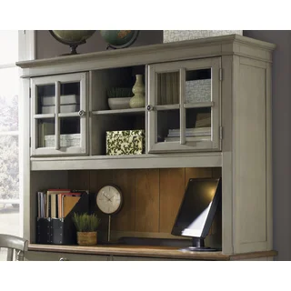 Bungalow Driftwood and Taupe Jr Executive Credenza Hutch