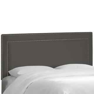 Skyline Furniture Nail Button Border Headboard in Premier Charcoal