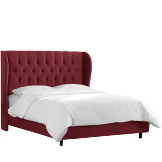 Skyline Furniture Tufted Wingback Bed in Velvet Berry