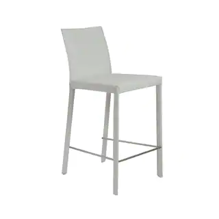 Hasina-c White/ Stainless Steel Counter Stools (Set of 2)