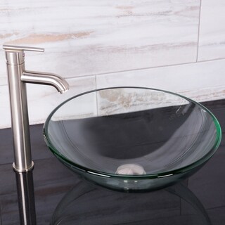 VIGO Crystalline Vessel Sink and Seville Faucet Set in Brushed Nickel