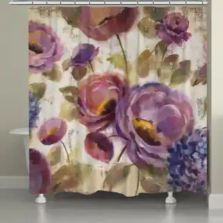Laural Home Blue and Purple Florals Shower Curtain (71-inch x 74-inch)