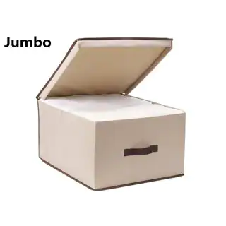 StorageManiac Foldable Polyester Canvas Storage Box Convenient Storage Box with Lid Jumbo (Pack of 3)