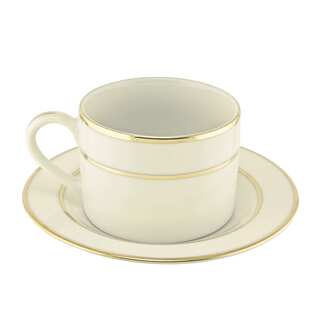 Cream Double Gold Can Cup/ Saucer (Set of 6)