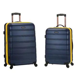 Rockland Navy/ Yellow 2-piece Expandable Hardside Spinner Upright Luggage Set