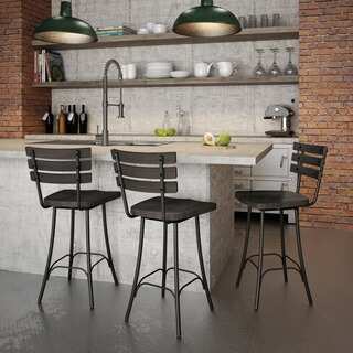 Amisco Dock Swivel Metal and Wood Counter Stool