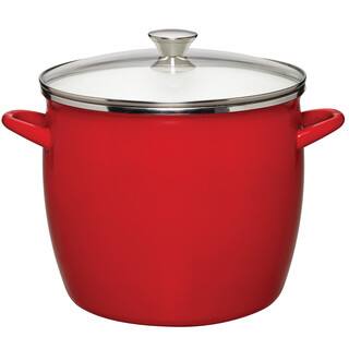 Sabatier 8QT Eos Stock Pot Red With Glass Lid