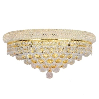 French Empire 4 light Gold Finish and Clear Crystal Large Wall Sconce 20" W