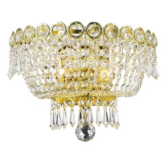 French Empire 2 light Gold Finish and Clear Crystal Medium Wall Sconce 12" W