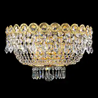French Empire 3 Light Gold Finish and Clear Crystal Large Wall Sconce 16" W