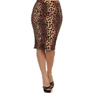 MOA Collection Women's Pencil Skirt with Leopard Print
