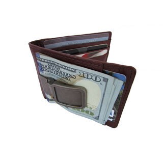Continental Leather Executive Money Clip Front Pocket Bifold Wallet With Metal Clip
