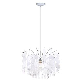 Eglo FEDRA 1-light 150-watt Chandelier with Chrome Finish and Glitter Teflon Glass and Crystals