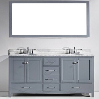 Virtu USA Caroline Avenue 72-inch Double Bathroom Vanity Cabinet Set in Grey