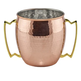 128 Oz./16 cup Hammered Solid Copper 2-handled Jumbo Mug