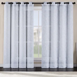 VCNY Merill Metallic Printed Faux Linen Curtain Panel