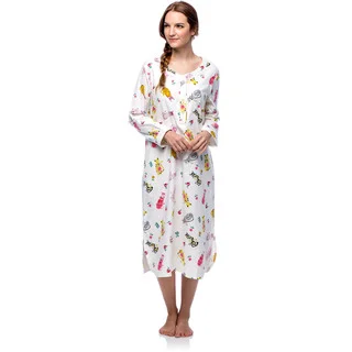 La Cera Women's Cotton Flannel Cat Print Nightgown