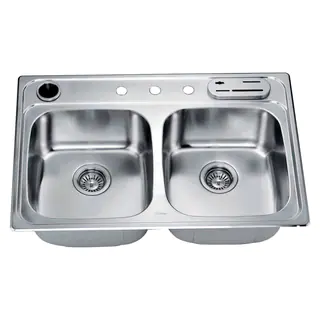 Dawn Top Mount Equal Double Bowl Sink (included Accessories: Dawn Knife Shelf Ks322 and Dawn Utensil Holder Uh322)