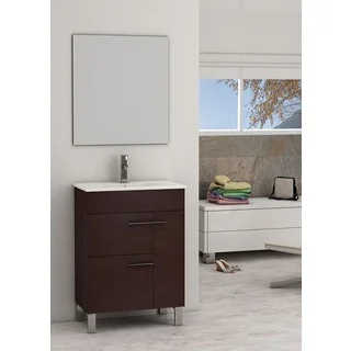 Eviva Cup® 24 Inch Wenge Dark Brown Bathroom Vanity with White Integrated Porcelain Sink